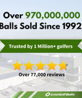 Image showing over 970 million golf balls sold since 1992, trusted by 1 million golfers with over 77,000 reviews.