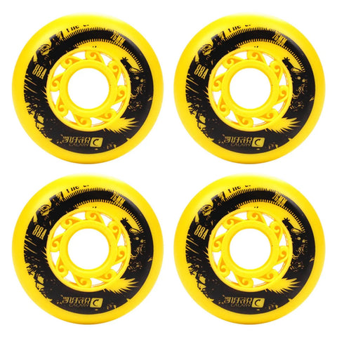 Inline Skate Replacement Wheels 72mm 76mm For Roller Blades And Skateboards 88A Hardness For Indoor And Street Use In Red Yellow Black Bearings Included Smooth Glide On Any Surface, yellow, pack of 4