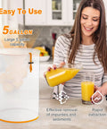 5 Gallon All Mesh Strainer Bags 8 Pack Kit shown with orange juice in kitchen setting