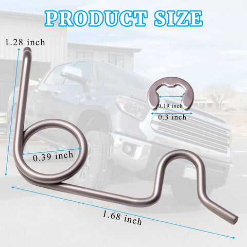Premium Stainless Steel Fuel Door Spring Fits 2007-2020 Toyota Tundra Gas Tank Valve Flip Lever dimensions and size.