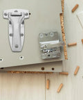 Heavy Duty Stainless Steel T Hinges For Closet Doors And Cabinets, Weatherproof Marine Grade Silver Bearing Hardware For Industrial Use, Overlay Cabinet Hinges, Durable Door Hardware That Keeps Doors Secure on cabinet panel