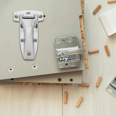 Heavy Duty Stainless Steel T Hinges For Closet Doors And Cabinets, Weatherproof Marine Grade Silver Bearing Hardware For Industrial Use, Overlay Cabinet Hinges, Durable Door Hardware That Keeps Doors Secure on cabinet panel