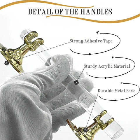 Detailed view of Two Pack Clear Acrylic Adhesive Cabinet Pulls With Center Hole 5 Inch Self Stick Knobs showing construction materials