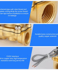 Brass Waterproof Electric Solenoid Valve Half Inch NPT DC12V Normally Closed For Water Oil Gas Air with detailed pipe wall view