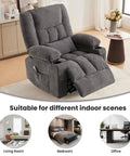 Oversized Recliner Chair For Adults with Vibration Massage, Lumbar Heating, Cup Holder, USB Charge Port in Living Room Setting
