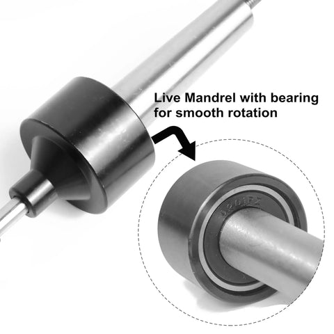 Pen Mandrel Kit For MT1 Taper Woodturning Lathes With Five Bushes, 7mm Drill Bit And Mandrel Saver close-up of live mandrel bearing
