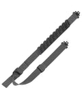 Baktrak Traction Web Rifle Sling 36 Inch With 500 Pound Swivels shown extended with ergonomic shoulder pad in Gray Marlin Finish
