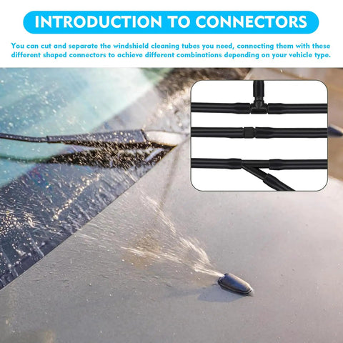 Heavy Duty Car Windshield Washer Hose Plus 13 Foot Universal Auto Washer Line Repair Kit Featuring I Y T Connectors cut to length rubber tubing in action.