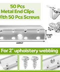 Beefed Up Metal End Clips For Webbing Lawn Chairs 2 Inch Replacement Kit With Screws 50 Clips And 50 Screws Steel End Caps