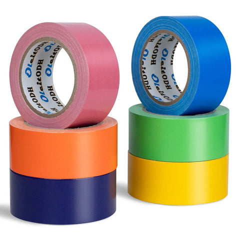 Rainbow Duct Tape Bulk 6 Pack 2 Inch Wide Each Roll 30 Yards 180 Yards Total Assorted Colors No Residue Waterproof