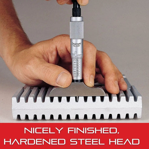 Depth Micrometer With Combination Ratchet And Speeder on metallic surface, showing measurement accuracy and precision control in use