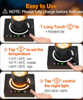 Cordless Mug Warmer With Built In Portable Charger Keeps Coffee Piping Hot On Desks Using Three Heat Settings Perfect For Office Routines And Road Trips Zero Tangled Cords Required To Slay Your Morning Brew Ritual; detailed usage instructions.
