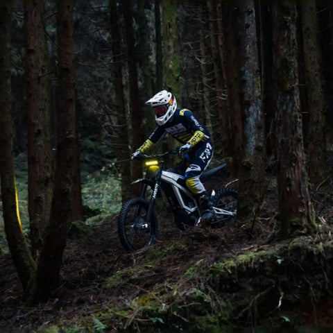 Adult Off Road Electric Dirt Bike Featuring A Badass 16800W Peak Motor And Massive 72V 50Ah Battery For Serious Torque Beast Mode Riding in the woods.