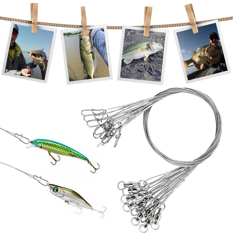 Beefed Up Stainless Steel Fishing Leader Wire Set For Saltwater Rigs 20 Pack Nickel White Size 3 50Lb 15.8In Durable Lure Tackle For Freshwater And Saltwater, stainless steel leaders with lures