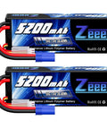 Hard Case 2S 5200mAh 7.4V 50C Lipo Battery With EC5 Plug For 1 Eighth And 1 Tenth RC Cars Buggies And Truggies Dual Pack