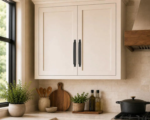 Kitchen cabinet with 9 Inch Flat Iron Barn Door Pull In Black Wrought Iron Finish Built To Last Heavy Duty Steel Handle
