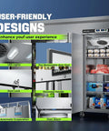 User-friendly designs of Built Tough For The Daily Grind 72 Inch Wide 3 Door Commercial Refrigerator And Freezer Combo with LED lights and door lock.
