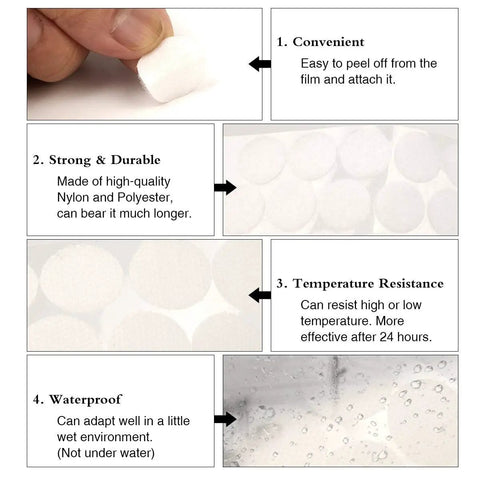 Self Adhesive Nylon Hook and Loop Dots 1100 Pieces 550 Pairs 0.59 Inch Diameter Waterproof Sticky Back Dots for School Classroom Office and Home White