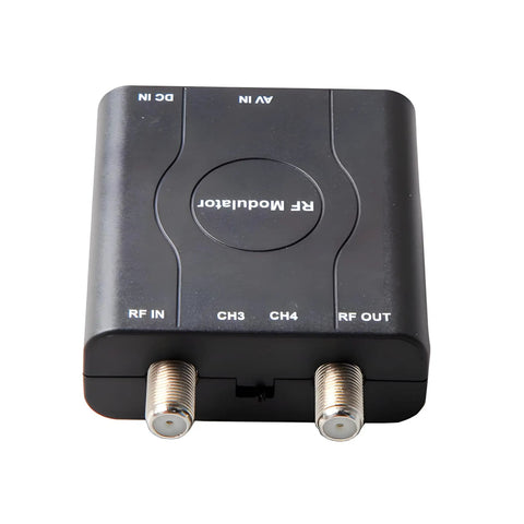 Coaxial RF Modulator And AV To RF Converter For Classic Gaming And Home Theater On Any TV Or Projector, top view of device