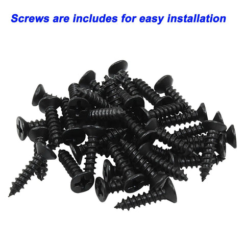 Black screws included for 10 Pack Mini Vintage Cabinet Pull Handles Set In Black Zinc Alloy Barn Door Style Hardware.