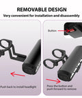 Lit Ultra Bright 2600 Lumen Bike Light Set showing removable design with USB C rechargeable feature for easy installation.