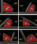 Beefy On Off Switch Magnetic Welding Clamp in multi-angle positions for flat plate and pipe 70 lb pull red.
