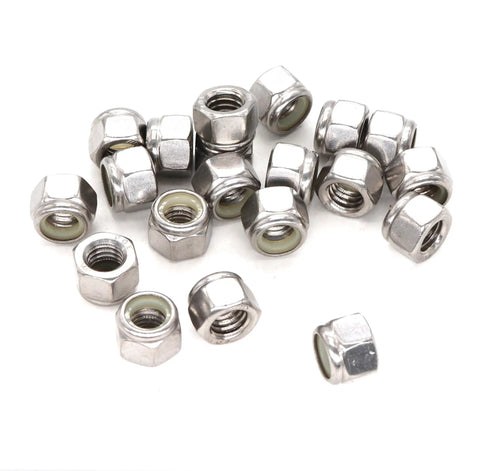 Nylon Inserted 1/4-20 Inch Nylock Nuts Stainless Steel 304 Self Locking Hardware Set 50 Pack scattered view