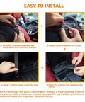 Installation of Car Net Pocket Organizer Between Seats For Handbags And Purses Grab And Go Back Seat Storage Barrier Front Console Organizer Multi Pocket Car Pouch Holder For Travel Office And Daily Driving.