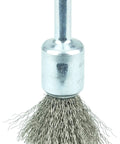 Crimped Wire End Brush For Drills And Die Grinders Half Inch Shank With Stainless Steel Fill 0.0104 Inch USA Made Pro Grade Cleaning