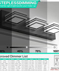 Modern Dimmable Vanity Lights For Bathroom LED Three Light Over Mirror Chrome Bath Wall Fixture With No Fuss 15 Minute Install And Hardwired USA Standard Back Plate showcasing dimmable settings and approved dimmer list.