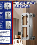 Pro Grade Dead Nuts Precise Door Hinge Template Kit For Router Adjustable Mortise Jig on wood with various hinge radius measurements.