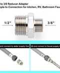 Brass RV Faucet Reducer Adapter One Half To Three Eighths Compression Fitting For RV Kitchen Plumbing And Water Hose Connections