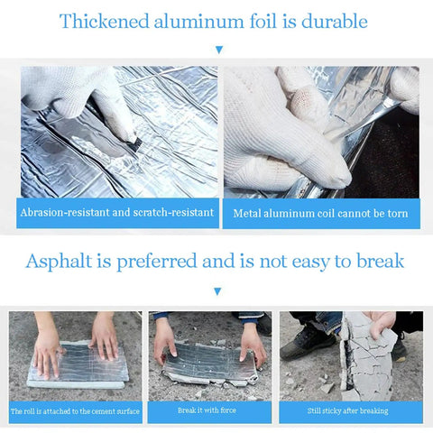 Heavy Duty Aluminum Foil Bitumen Tape Self Adhesive Roof Leak Repair demonstrating durable thick aluminum foil and easy handling.