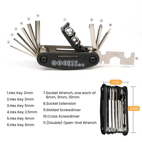 Multi Function Repair Tool and Chain Plier included with Heavy Duty Bike Floor Stand For Indoor Garage Upright Storage Rack.