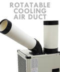 Built Tough 9180 BTU Industrial Spot Cooler And Portable Air Conditioner With High Airflow Single Outlet For Quick Chill Outdoor Tents Events Workshops 110V with rotatable cooling air ducts.
