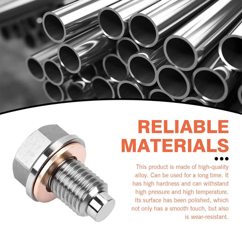 Magnetic Oil Drain Plug Kit With 5 Copper Crush Washers Stainless Steel Construction anti-leakage plug and metal pipes