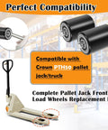 Front Load Pallet Jack Wheels Replacement Kit For PTH50, Pair Front Load Rollers 2.78 By 3.75 Inch, Preinstalled Bearings And Axles