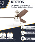 Dope 42 Inch Modern Farmhouse LED Ceiling Fan With Light Pull Chain Dual Mounting Options Dual Finish Blades Quiet Reversible Motor