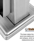 Hella Durable 304 Stainless Steel Corner Post For Glass Railing With Rock Solid Rectangle Base, close-up of the stable base design.