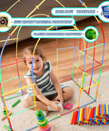 Child playing with Straw Constructor Building Kit With 600 Pieces, STEM Plastic Tubes and Interlocking Blocks, house structure