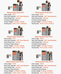 Comparison of stainless steel garden hoses in various lengths with 10-function spray nozzle, showing the 50 ft version prominently.