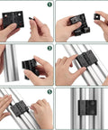 2 Pack 4040 Zinc Alloy Hinges For Aluminum Extrusion Profiles 180 Degree Adjustable Folding Door Hinge M6 Groove Nuts