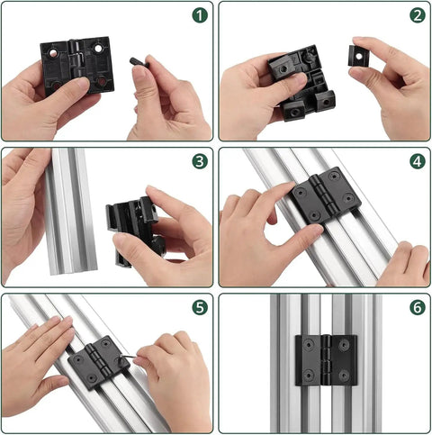 2 Pack 4040 Zinc Alloy Hinges For Aluminum Extrusion Profiles 180 Degree Adjustable Folding Door Hinge M6 Groove Nuts