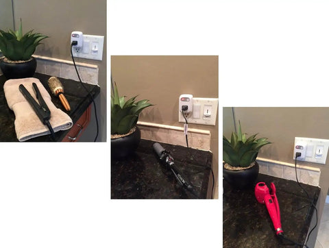 Auto Shut Off Safety Outlet With 30 Minute Timer For Curling Irons And Flat Irons, Energy Saving Plug In Timer connected to devices