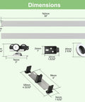 Dimensions and components of 5 Foot 60 Inch Bypass Door Hardware Kit with Aluminum Double Closing Sliding Closet Doors