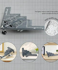 1/200 Scale B-2 Spirit Stealth Bomber Model Kit With Display Stand For Collectors on display, highlighting durable ABS plastic.