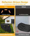 Heavy Duty Tricycle Cover For Adults Weatherproof UV Protection Windproof Snow Resistant Outdoor Shield Black Oxford Cloth Fits 75L X 30W X 44H For 3 Wheel Bikes Mountain Road Cruiser And Some E Bikes, reflective stripes shown