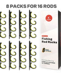 Heavy Duty Fishing Rod Rack For Garage Or Vehicle Wall Or Ceiling Mount With Soft Rubber Coated Holders for 16 rods