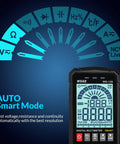 Smart Auto Ranging Digital Multimeter TRMS 6000 Counts Handy Electrical Tester display with auto-ranging and icons.