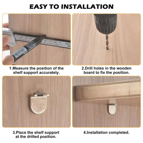 Heavy Duty Shelf Brackets For Home Storage Metal L Shaped Clips For Cabinets And Bookcases Adjustable Height Easy Install Durable Shelf Supports For DIY Projects installation steps on wooden surface